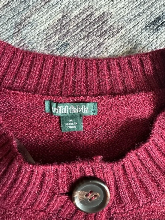 wild fable Striped Cropped Cardigan in Burgundy, Yellow & Pink - Picture 2 of 3